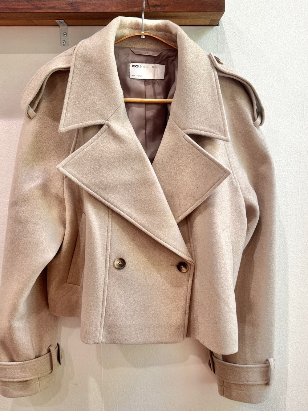ASOS Tailored Double-Breasted Trench Jacket - Oatmeal - Picture 5 of 8